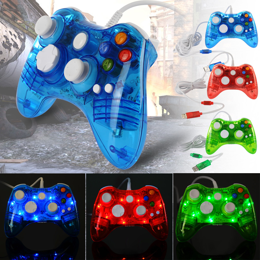 Glow Light USB Wired/Wireless Gamepad Remote Console Controller for Xbox 360 &PC