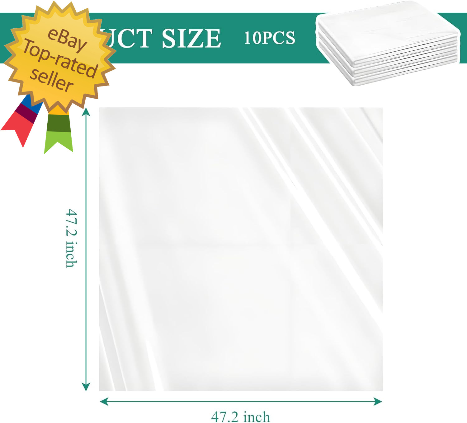 10PCS Engine Bag Cover, 47.2×47.2 Inch Clear Plastic Engine Storage Bag, Transpa