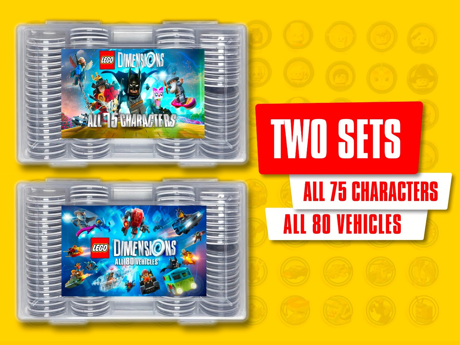 LEGO Dimensions | TWO SETS | All 75 Characters & All 80 Vehicles NFC Tags