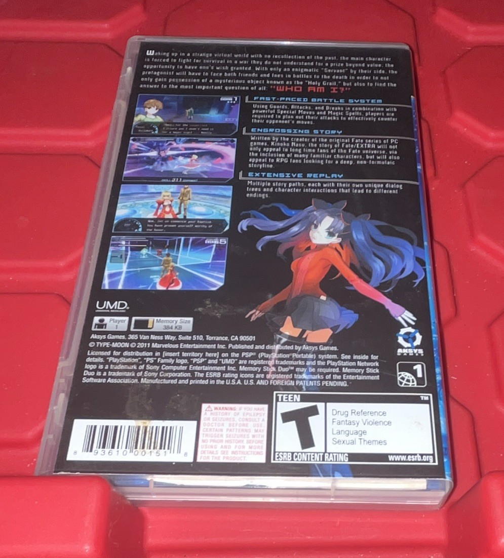 Aksys Games Fate/Extra Sony PSP JRPG T-Teen Manual NTSC-U/C 2011(A)