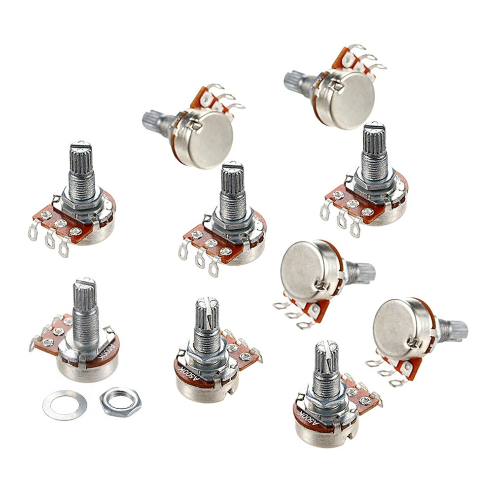 10Pcs Potentiometers 500K Ohm Guitar Bass Pots Split Shaft Rotary Audio Taper