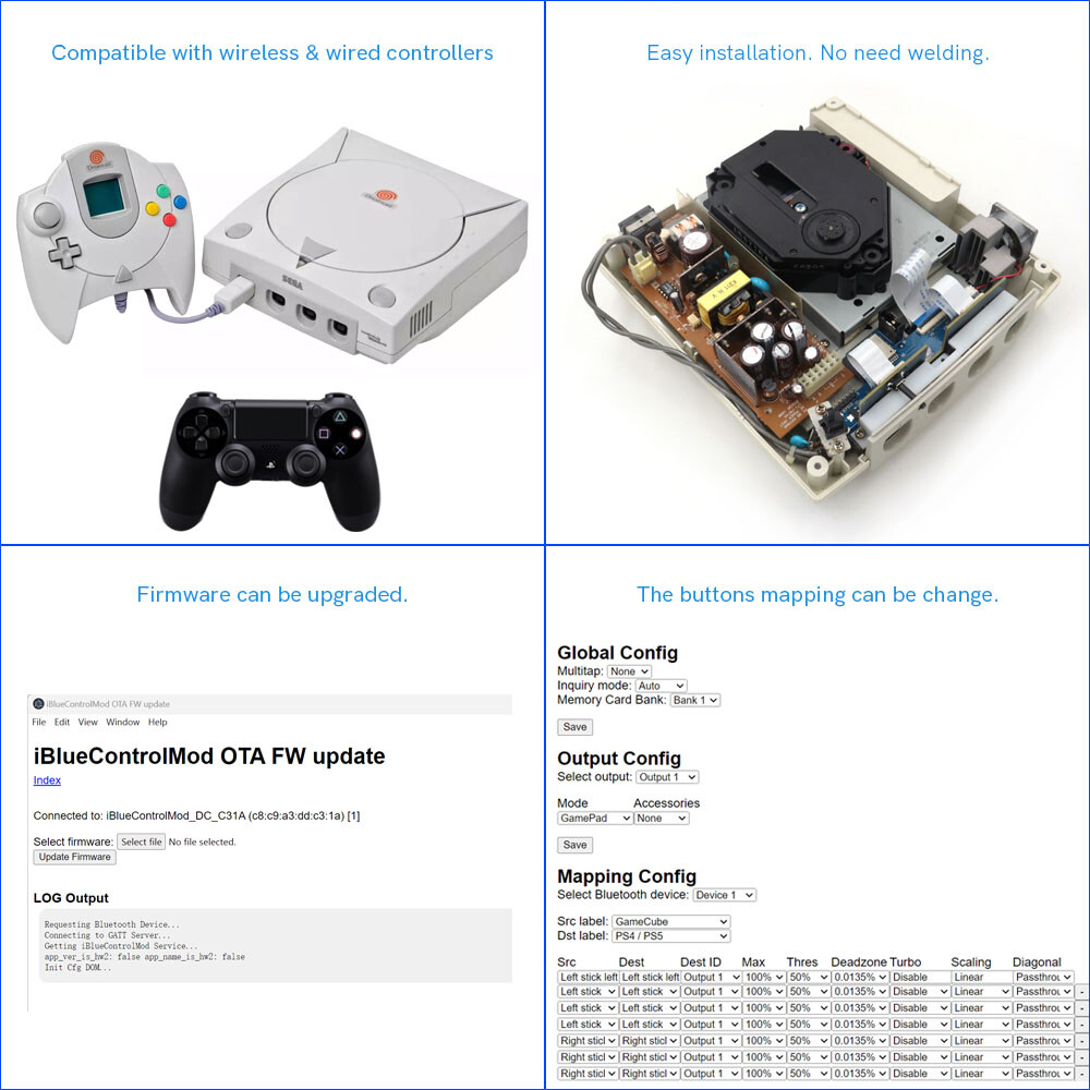 Wireless Bluetooth Internal Adapter iBlueControlMod For SEGA Dreamcast Console