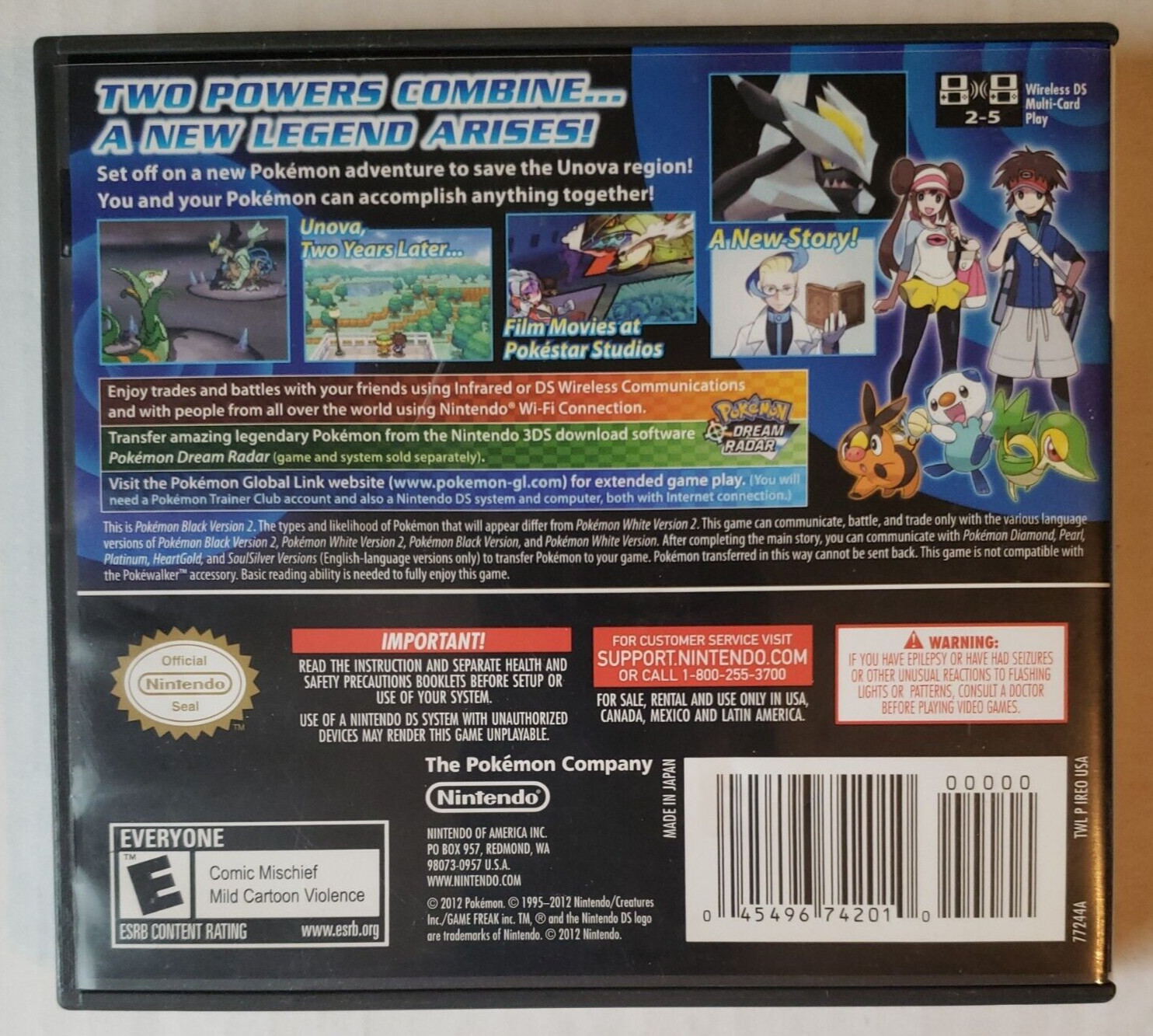 CASE & MANUALS ONLY, NO GAME ~ POKEMON BLACK VERSION 2 ~ NINTENDO DS 2012