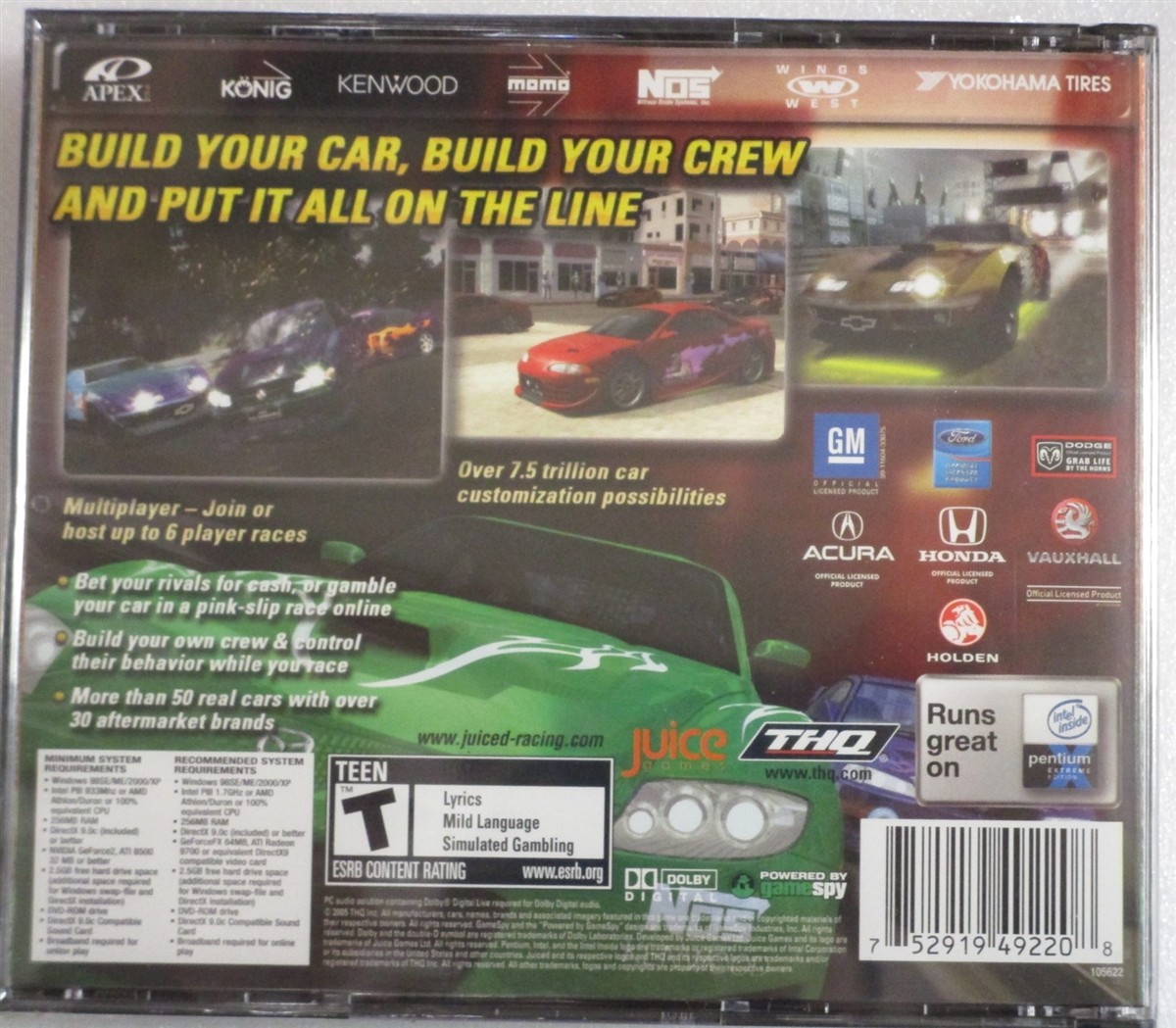Video Game PC Juiced NEW SEALED Double thick Jewel