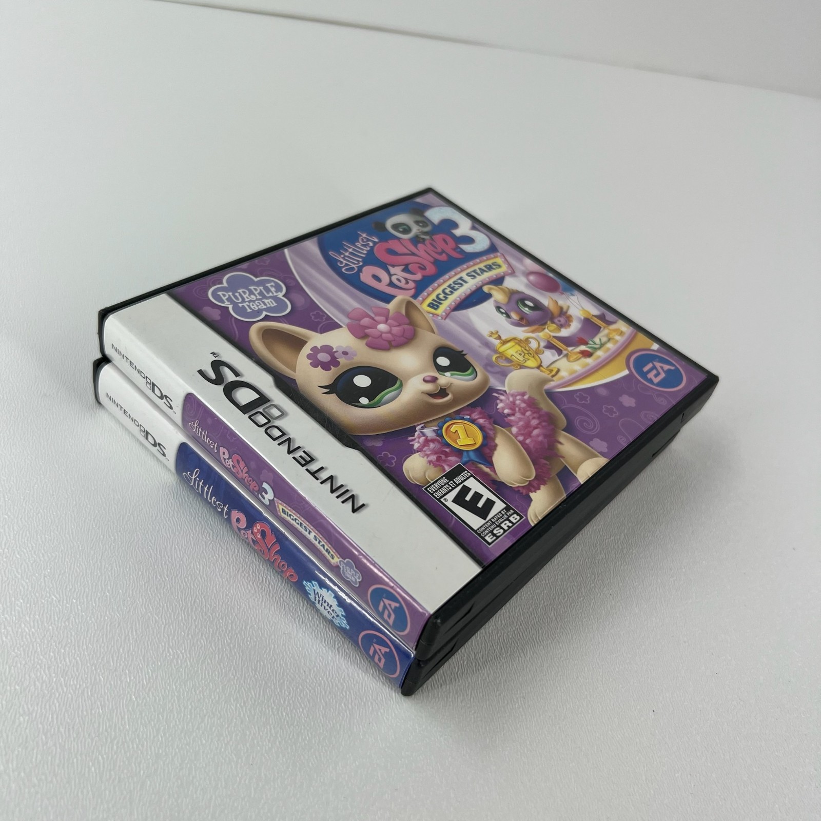 Littlest Pet Shop Nintendo DS Cases Manuals Bundle Winter Biggest Stars Purple