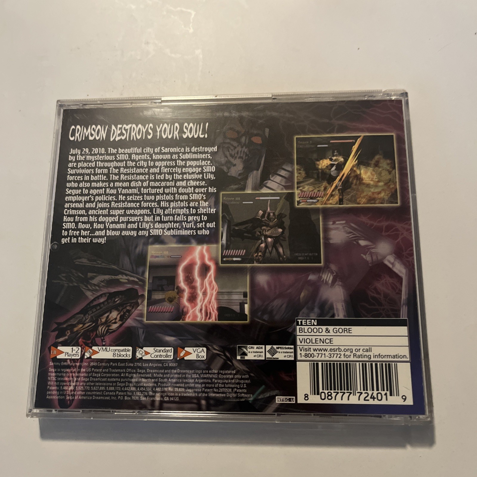 Death Crimson OX (Sega Dreamcast, 2001) Authentic & Complete!