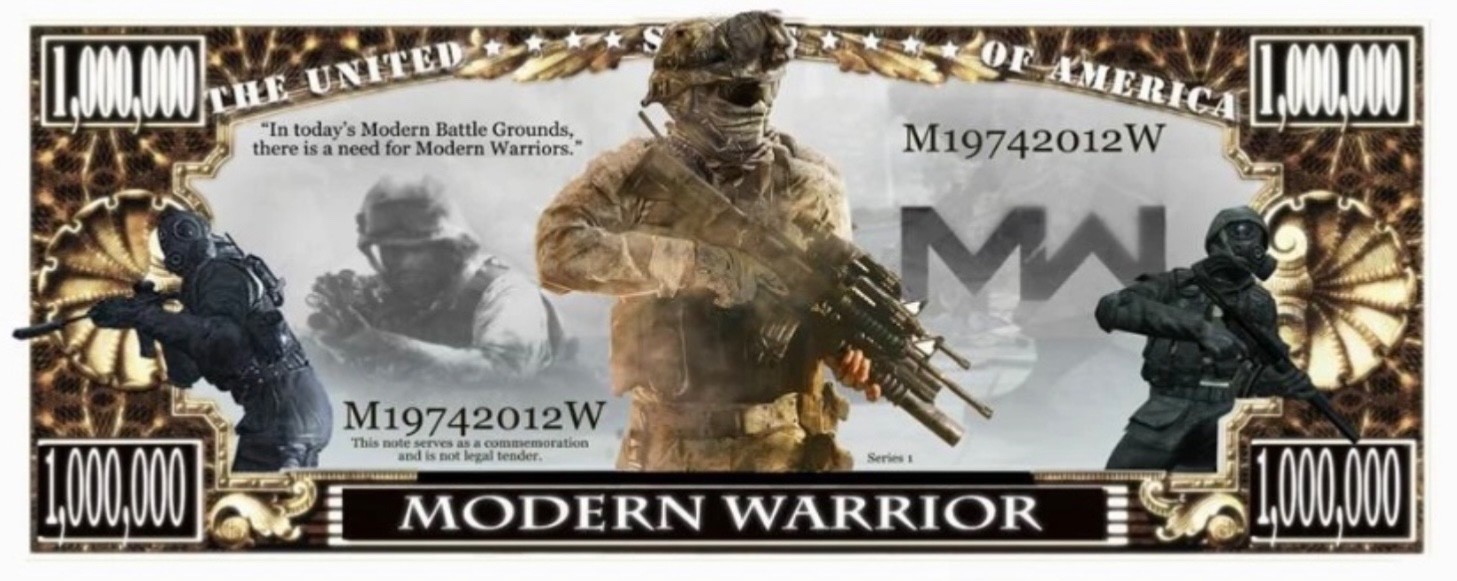 40 Pack Call of Duty Modern Warfare Money Collectible Novelty 1 Million Dollars