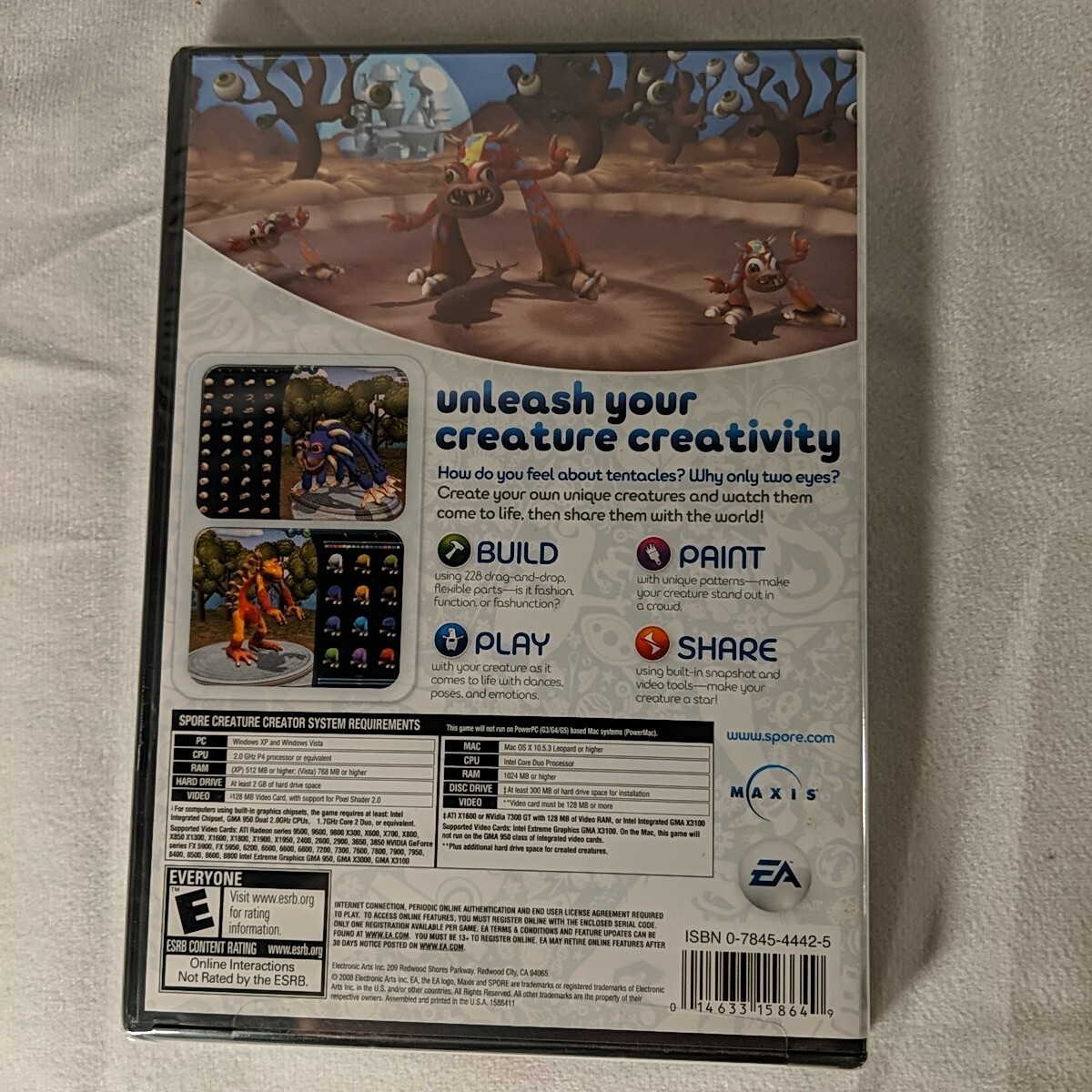 NEW SEALED EA Spore PC Video Game Creature Creator Cd-Rom Mac Win 2008 Rated E