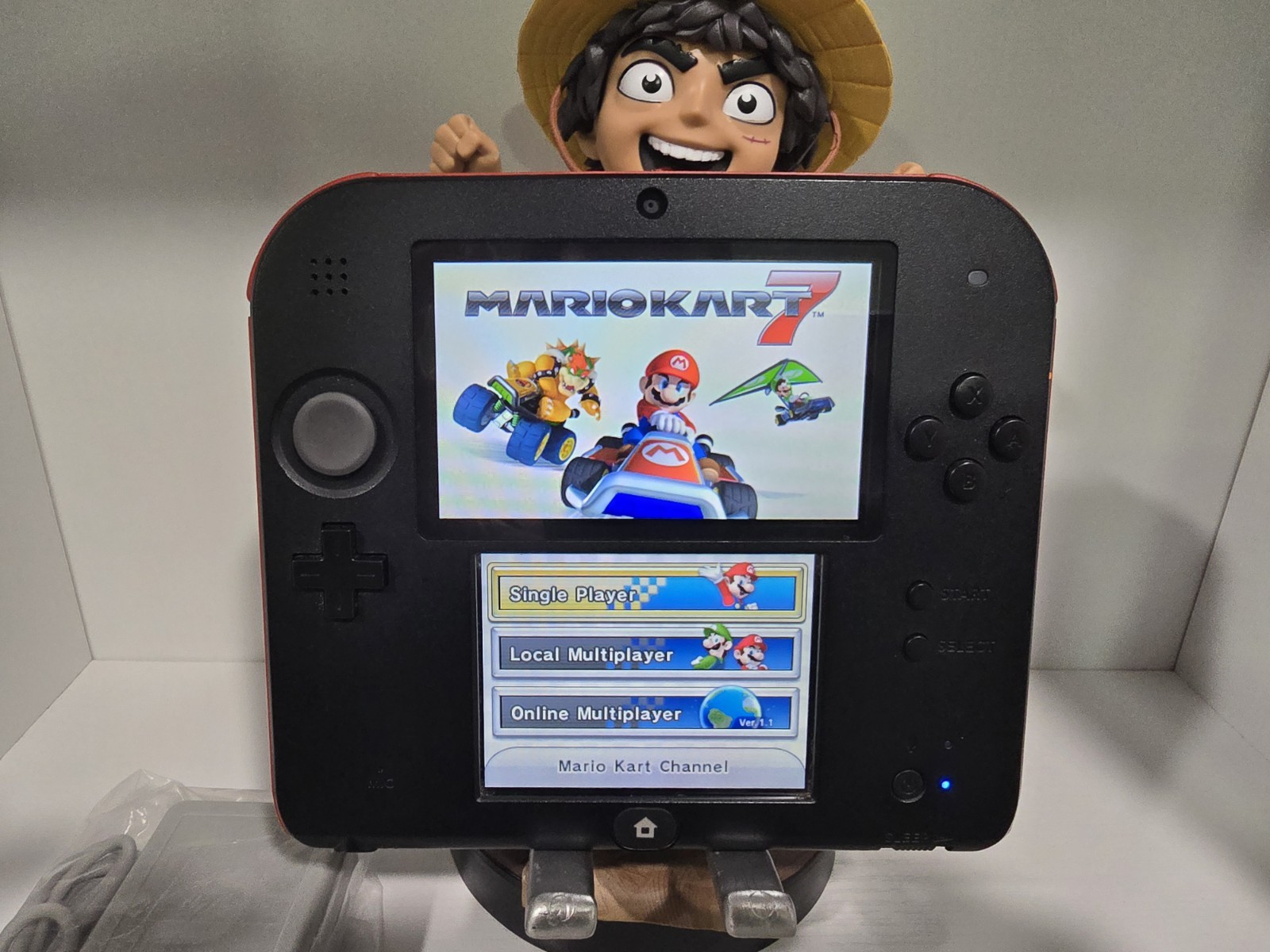 Nintendo 2DS Red Black Mario Kart 7 Edition Charger Stylus 2 Games 100% Working