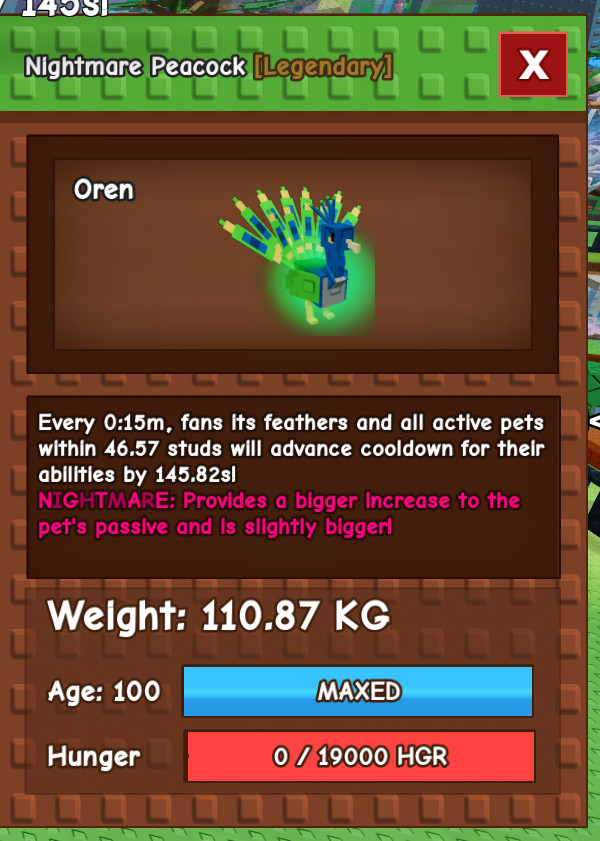 🦚Colossal Nightmare Peacock 110kg+ 15s CD🦚GROW A GARDEN 🌱 Cheap Fast🌱