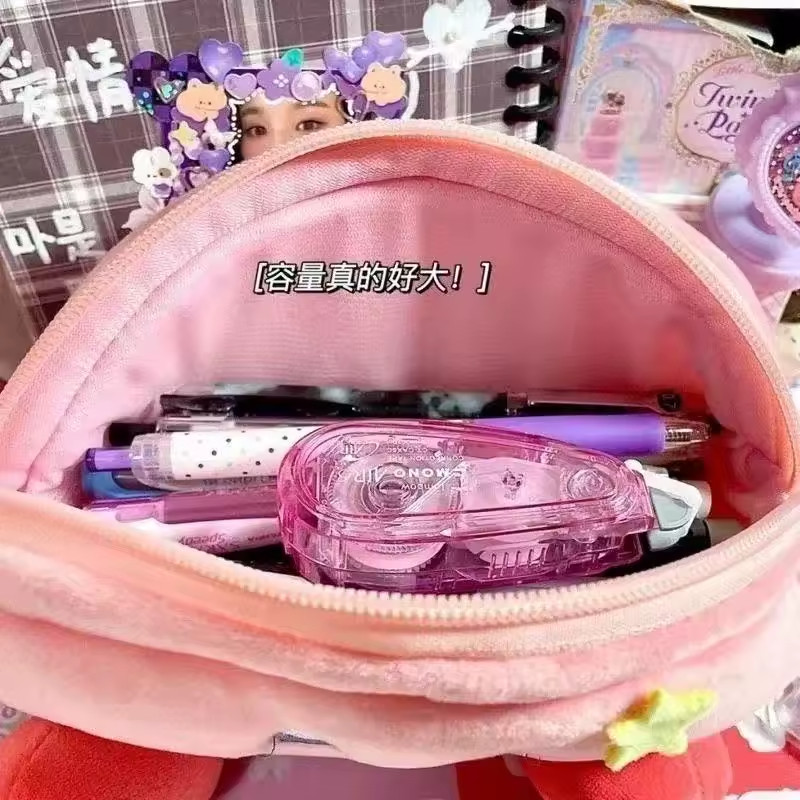 Anime Kirby Kawaii Plush Pencil Case Large Capacity Pen Bag Cosmetic Pouch Gift