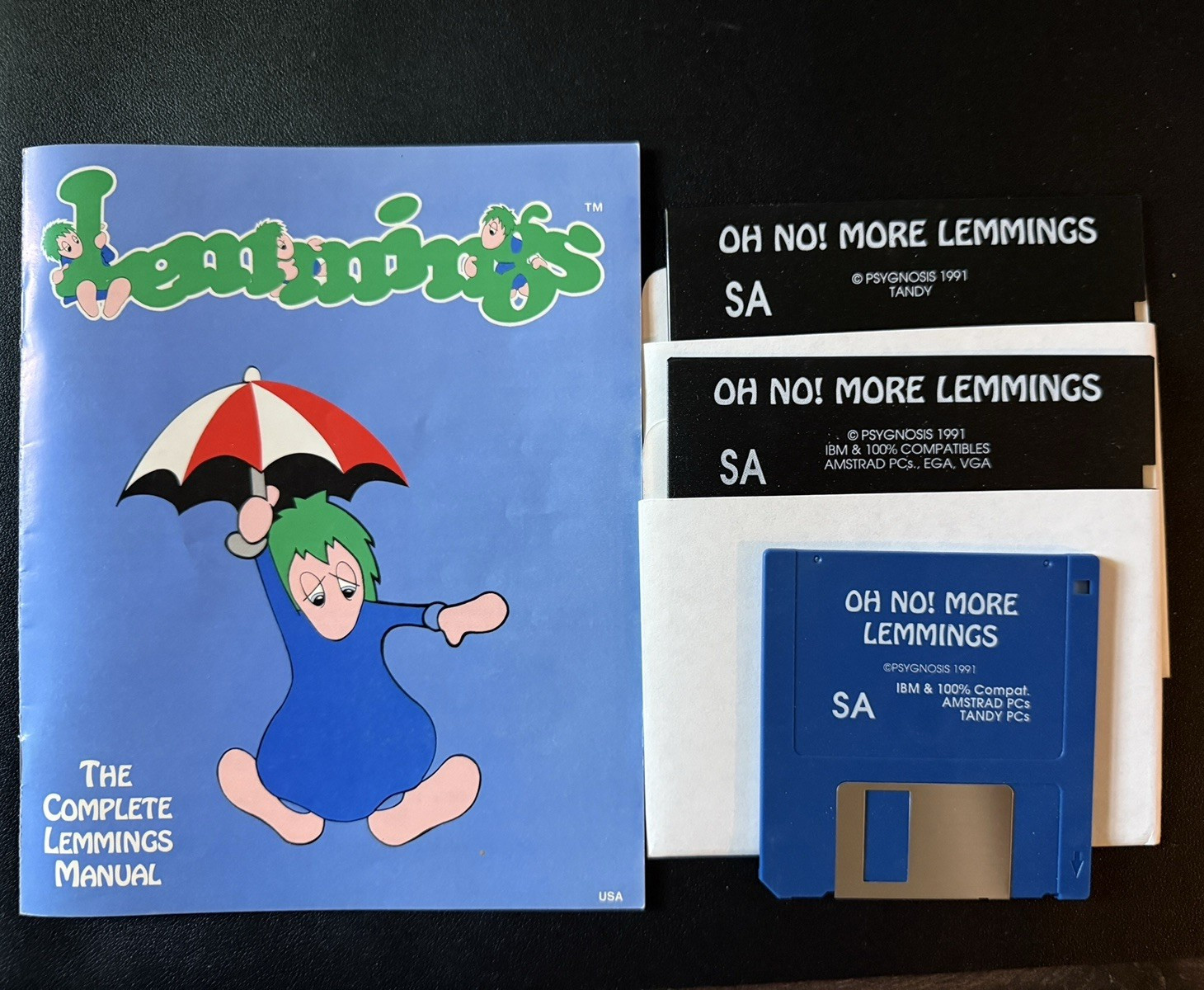1991 Lemmings & Oh No! More Lemmings IBM PC Both 3.5 and 5.25 Discs & Manuals