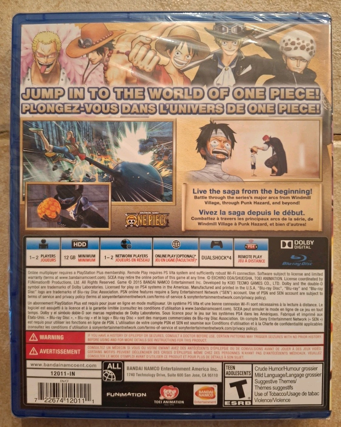 One Piece: Pirate Warriors 3 (Sony PlayStation 4, 2015) New Sealed Free Shipping