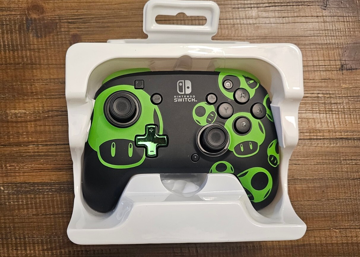Open Box PDP Rematch Wired Gaming Controller Nintendo Switch 1Up Glow in Dark