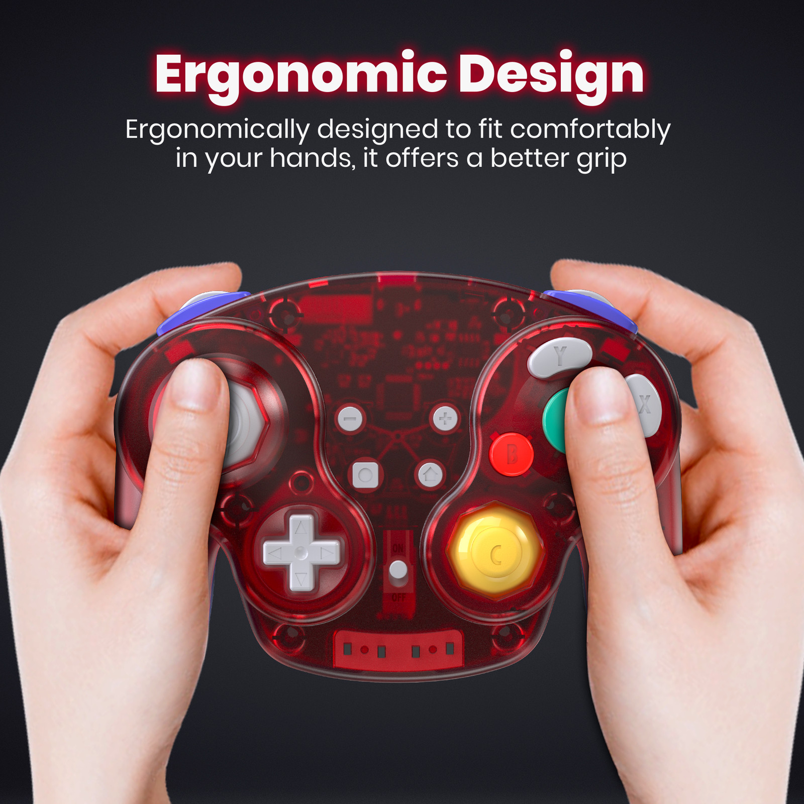 2.4 GHz Wireless GameCube Controller, for NGC GameCube Console (Built-in Rumble)