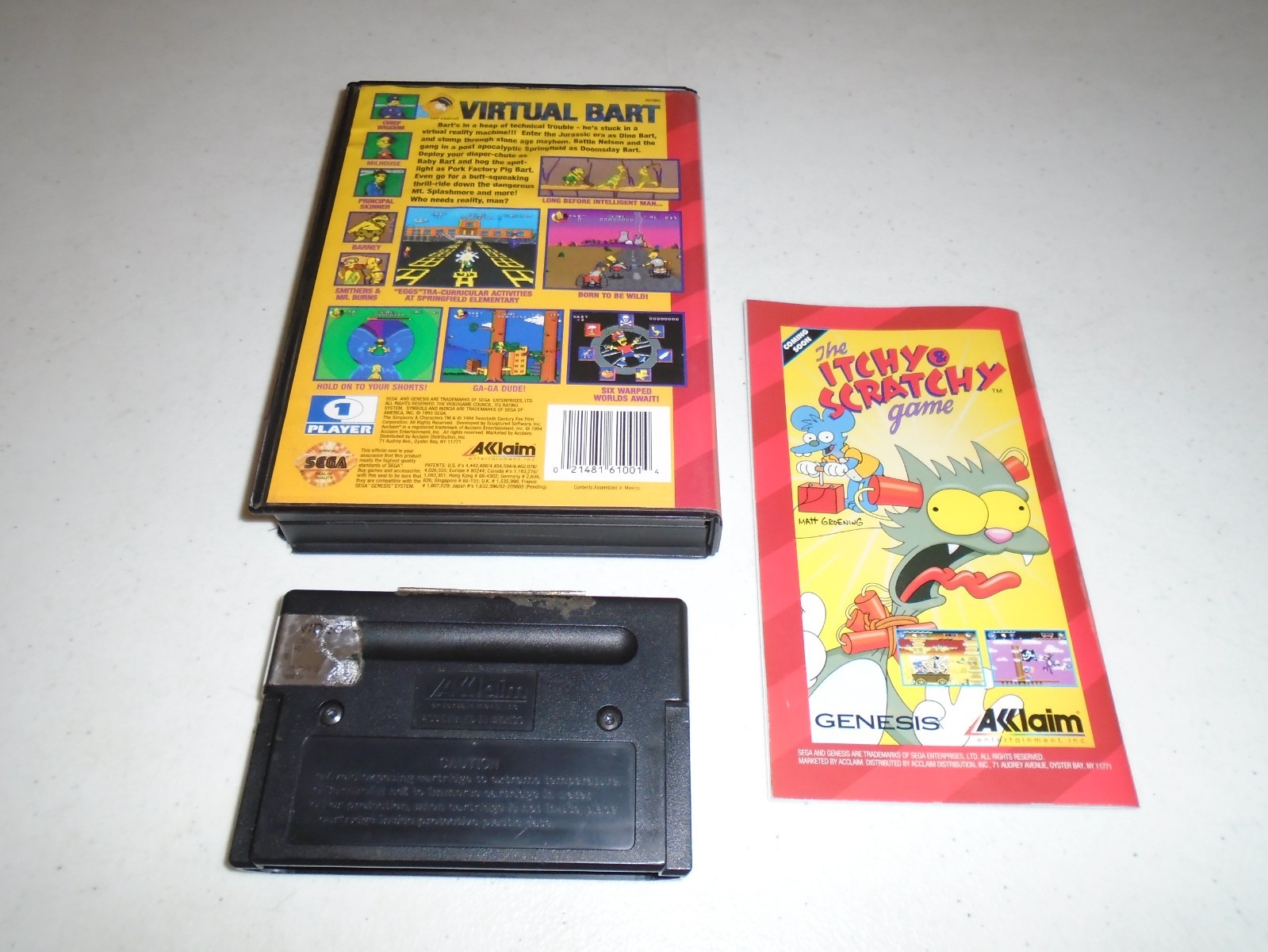 Virtual Bart (The Simpsons) ☆☆ CIB Complete Sega Genesis game Bart Simpson