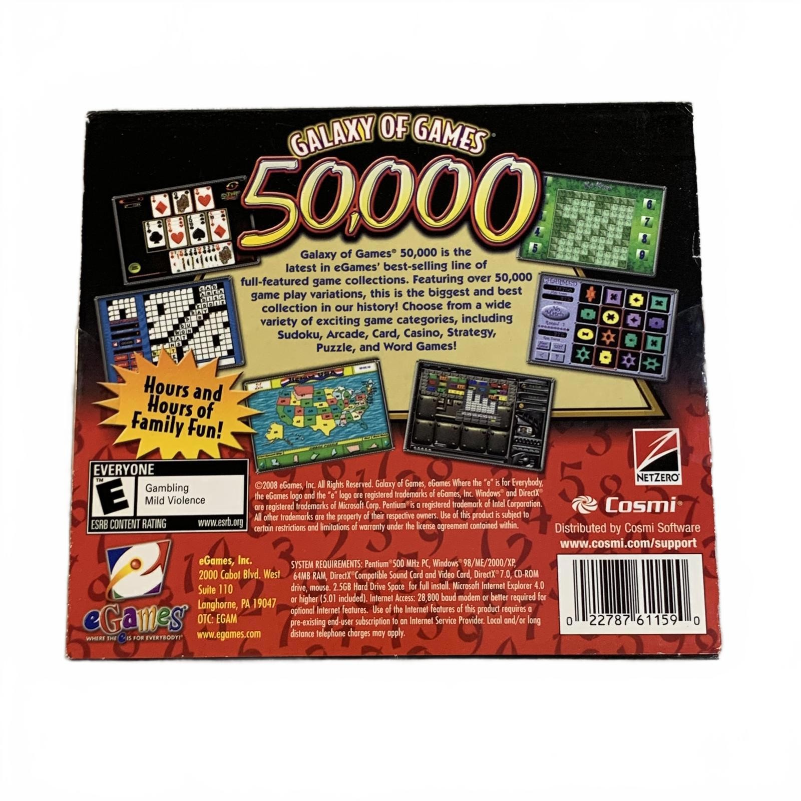 Galaxy of Games 50,000 Variations PC CD-ROM 2-Disc Set Boxed Jewel Case