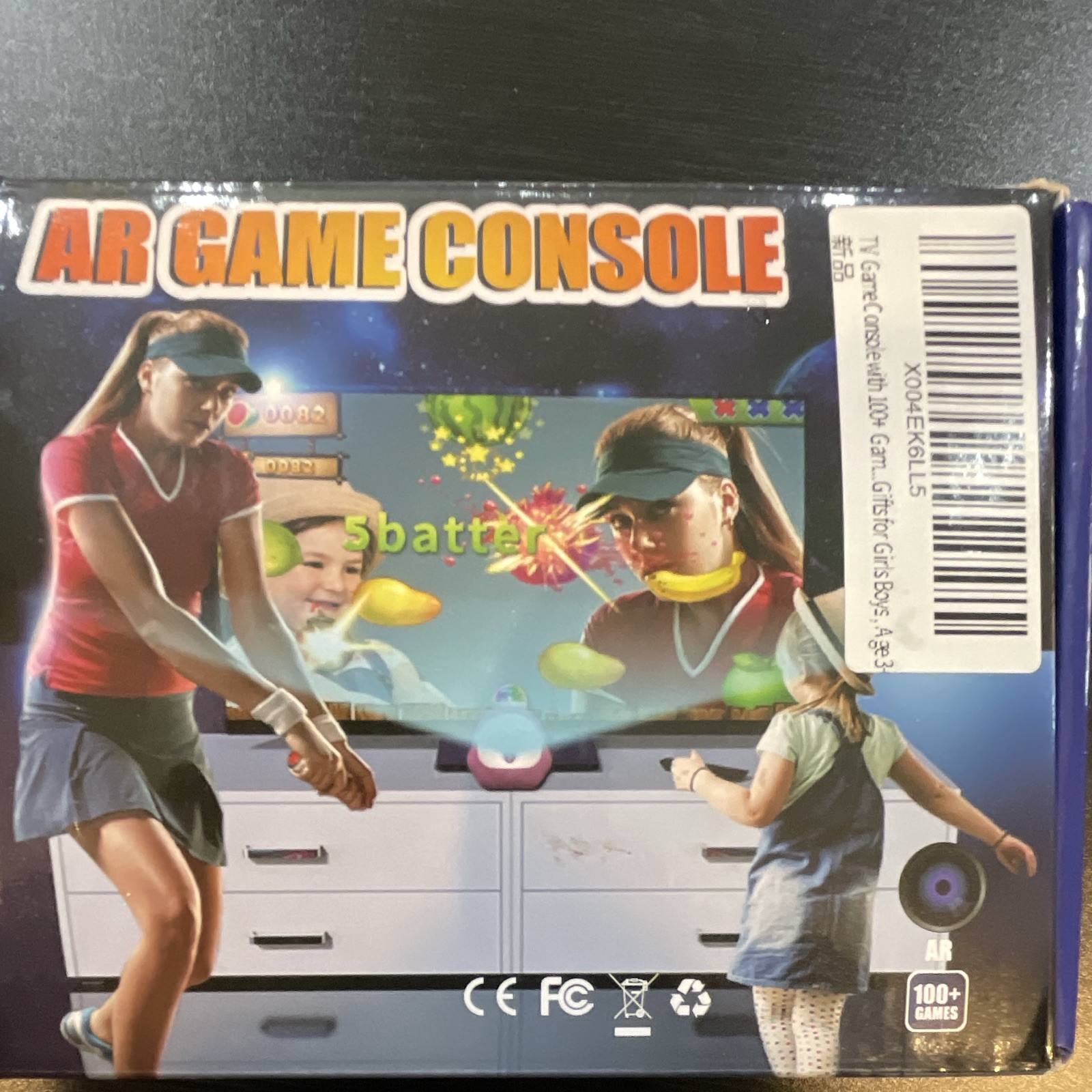 AR Game Console Blue, 100+ Built-In Games, 2 Wireless Controllers, Dance Mat