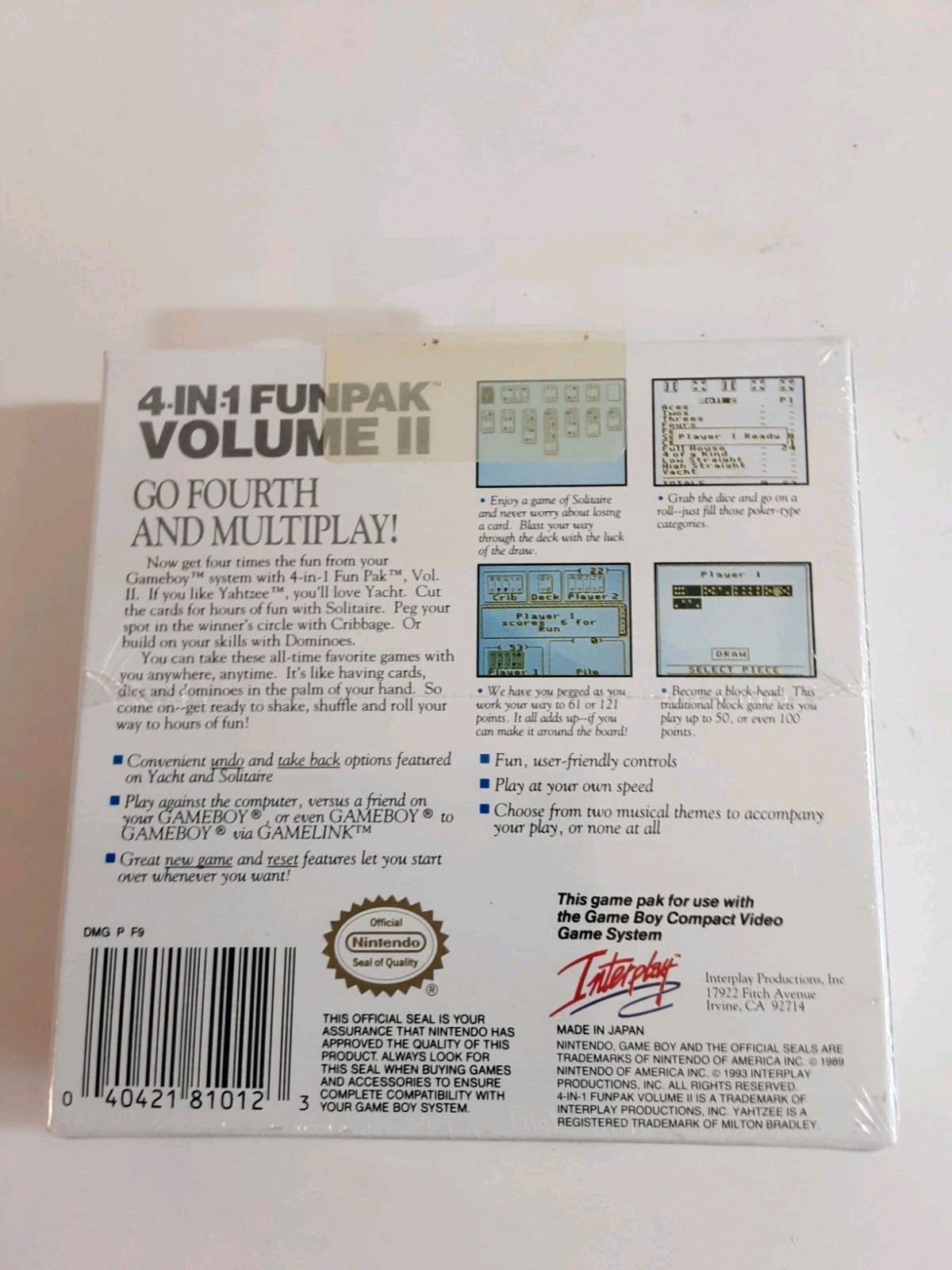 NIP 1993 Nintendo Game Boy 4 In 1 Funpack Volume II Factory Sealed