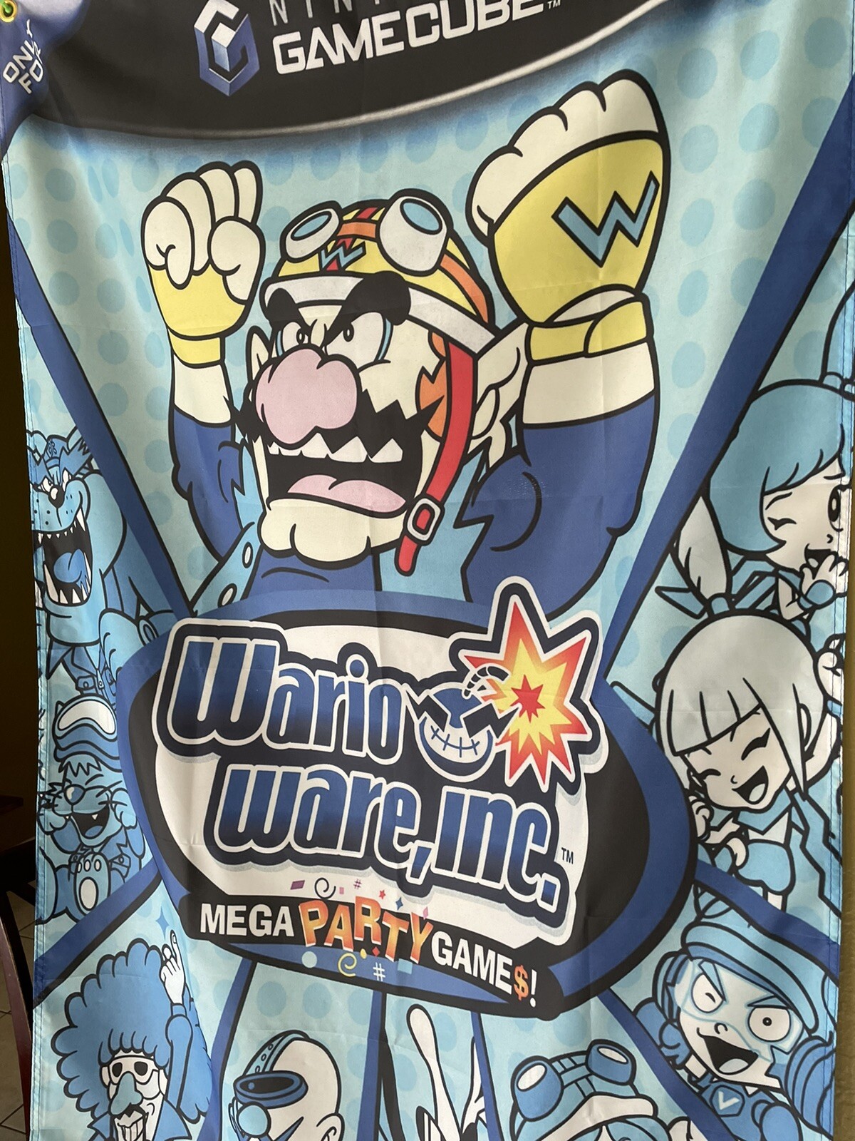 WarioWare Inc Mega Party Game 5ft Flag Banner Nintendo GameCube 2004