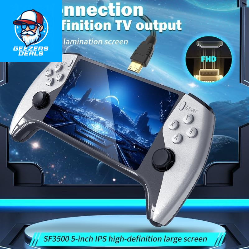 SF3500 Retro Handheld Game Console-Handheld Game Console with HD 5.5-Inch IPS Sc