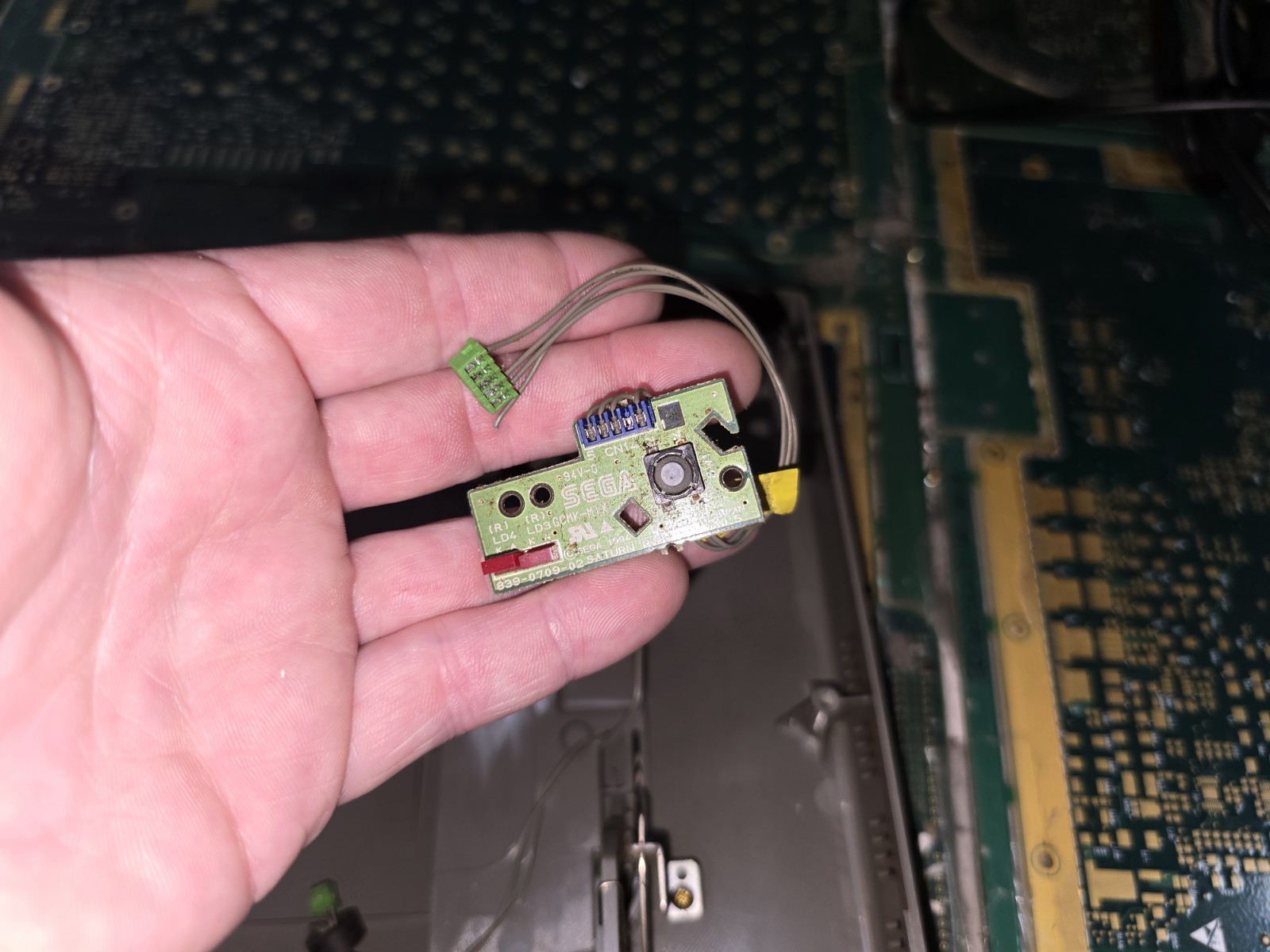 Sega Japan Saturn Greenish Top Cover Reset Button Board 839-0709-02 ONLY-READ