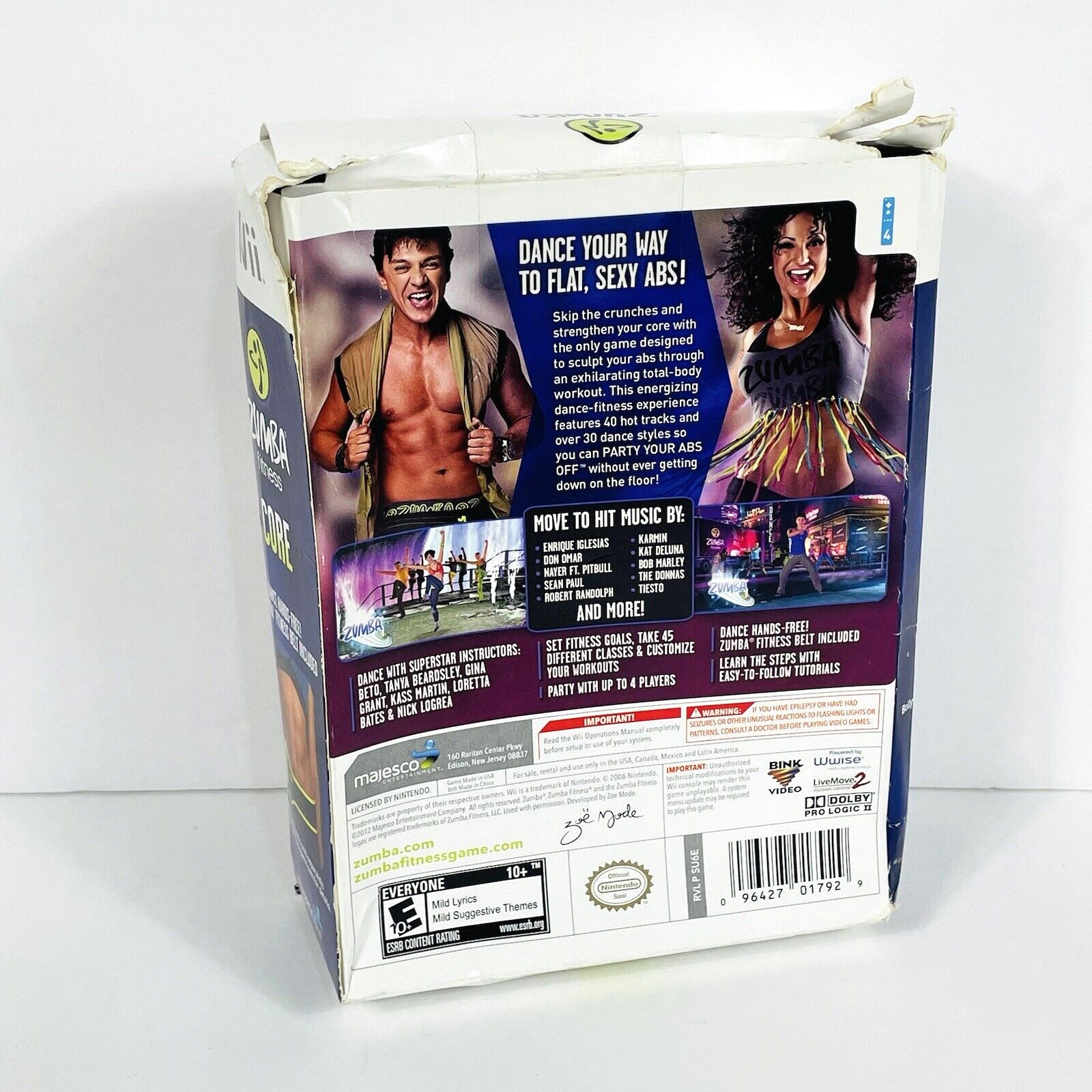 Nintendo Wii Zumba Fitness Core Box Set with game and One Zumba Fitness Belt