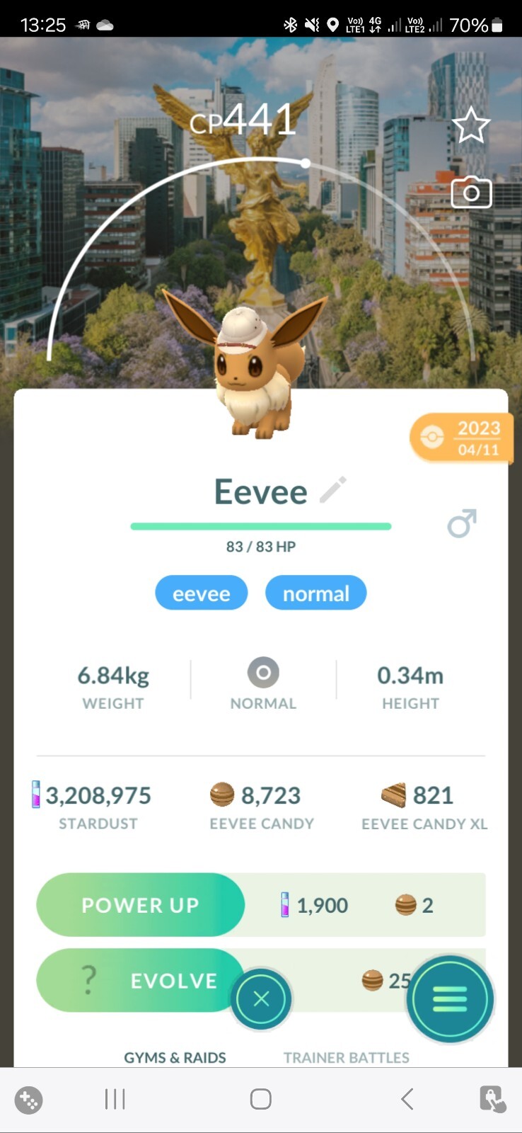 Eevee ( Explorer Hat ) ( Mexico Safari Zone ) Pokemon Tr@de Go