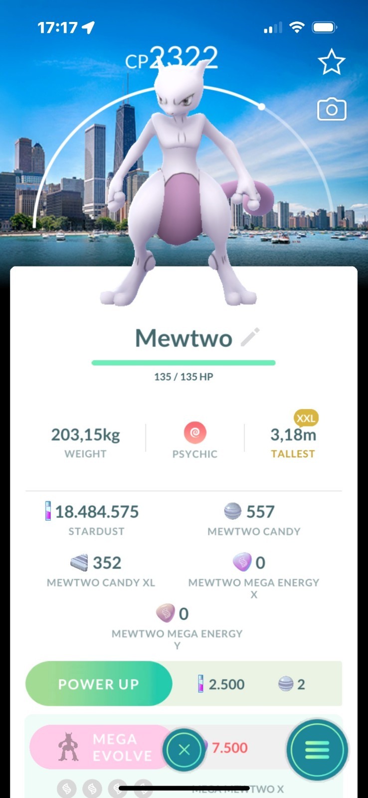 Pokémon Mewtwo LV50-3Moves Chicago background Go Fest 2026 size XXL – Trade