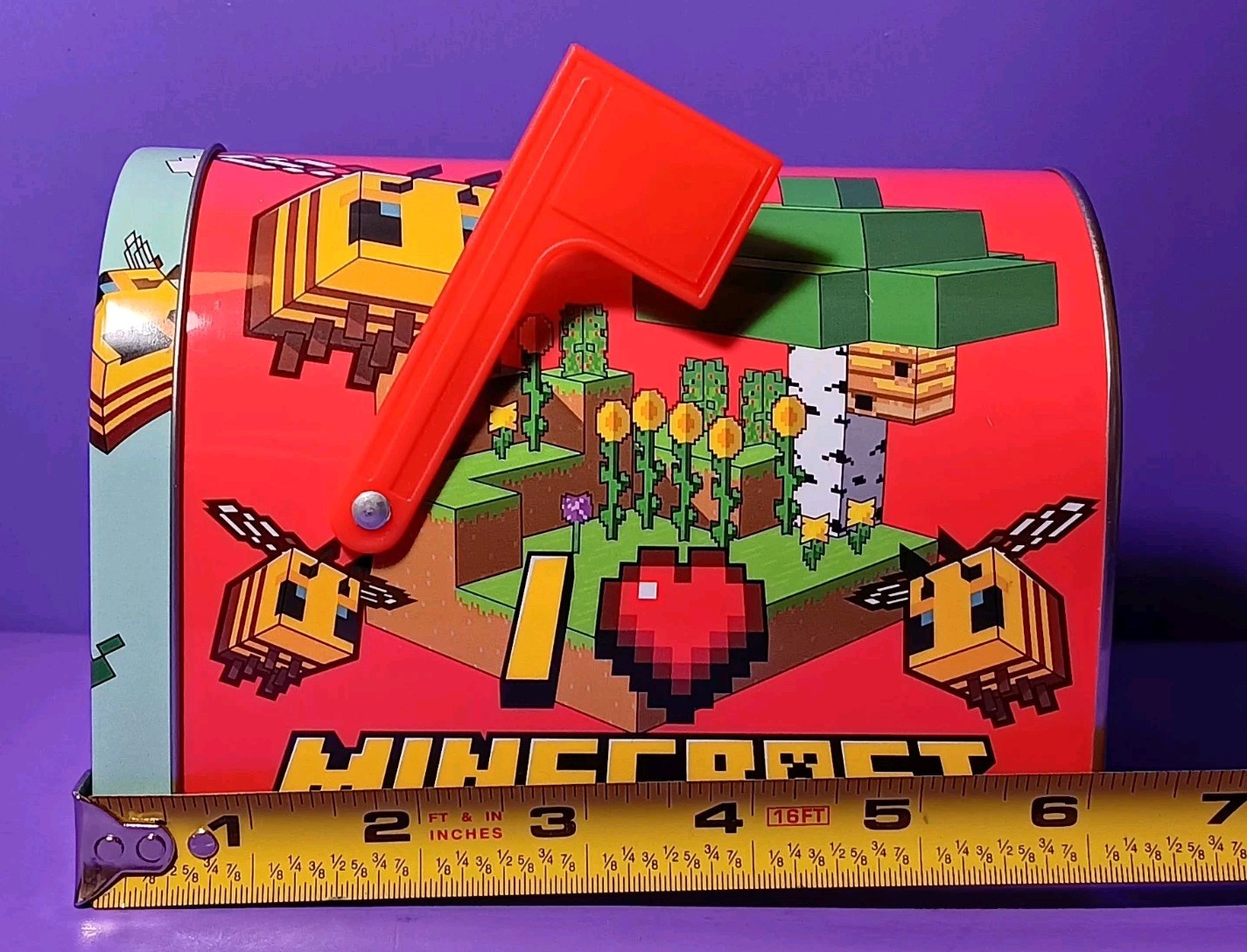 Minecraft Metal Tin Mailbox with Flag Mojang 2024 The Tin Box Company Small