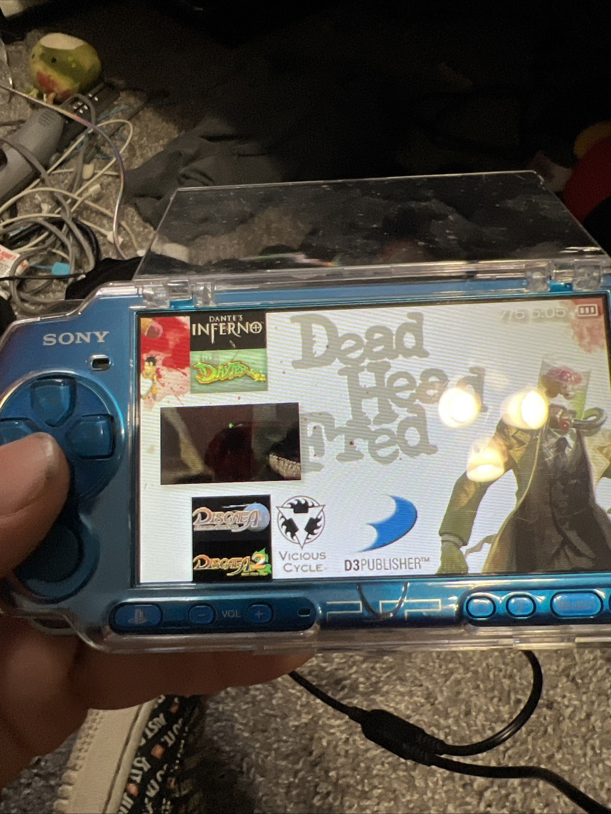 Sony PSP-3000 Blue Console Bundle 64GB with Charger, Case also Custom.