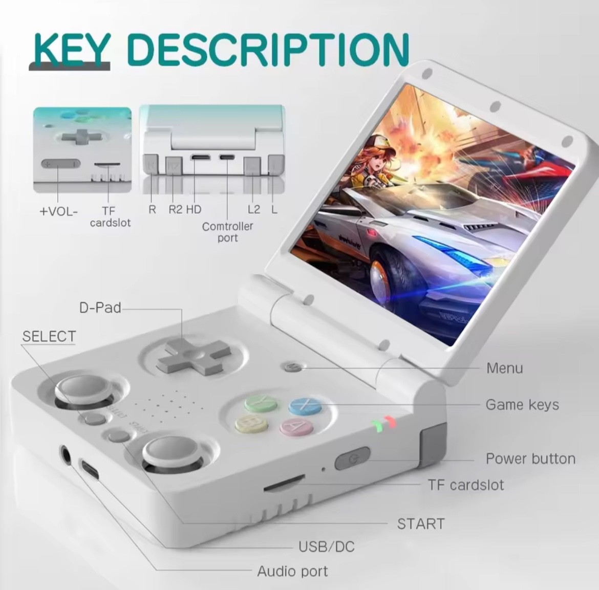 MIYOO Flip V2 Handheld Game Players 3.5”IPS Screen Linux System Onion OS Video