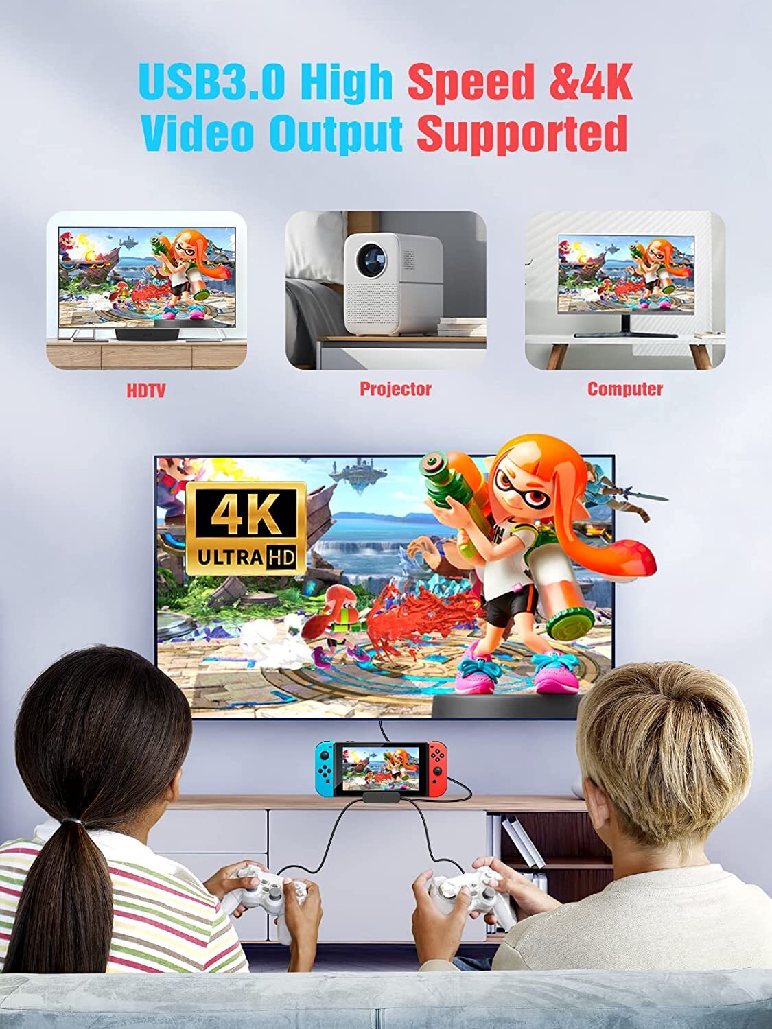 NEWDERY For Nintendo Switch Docking Station Stand Charging Dock 4K TV HDMI Adapt