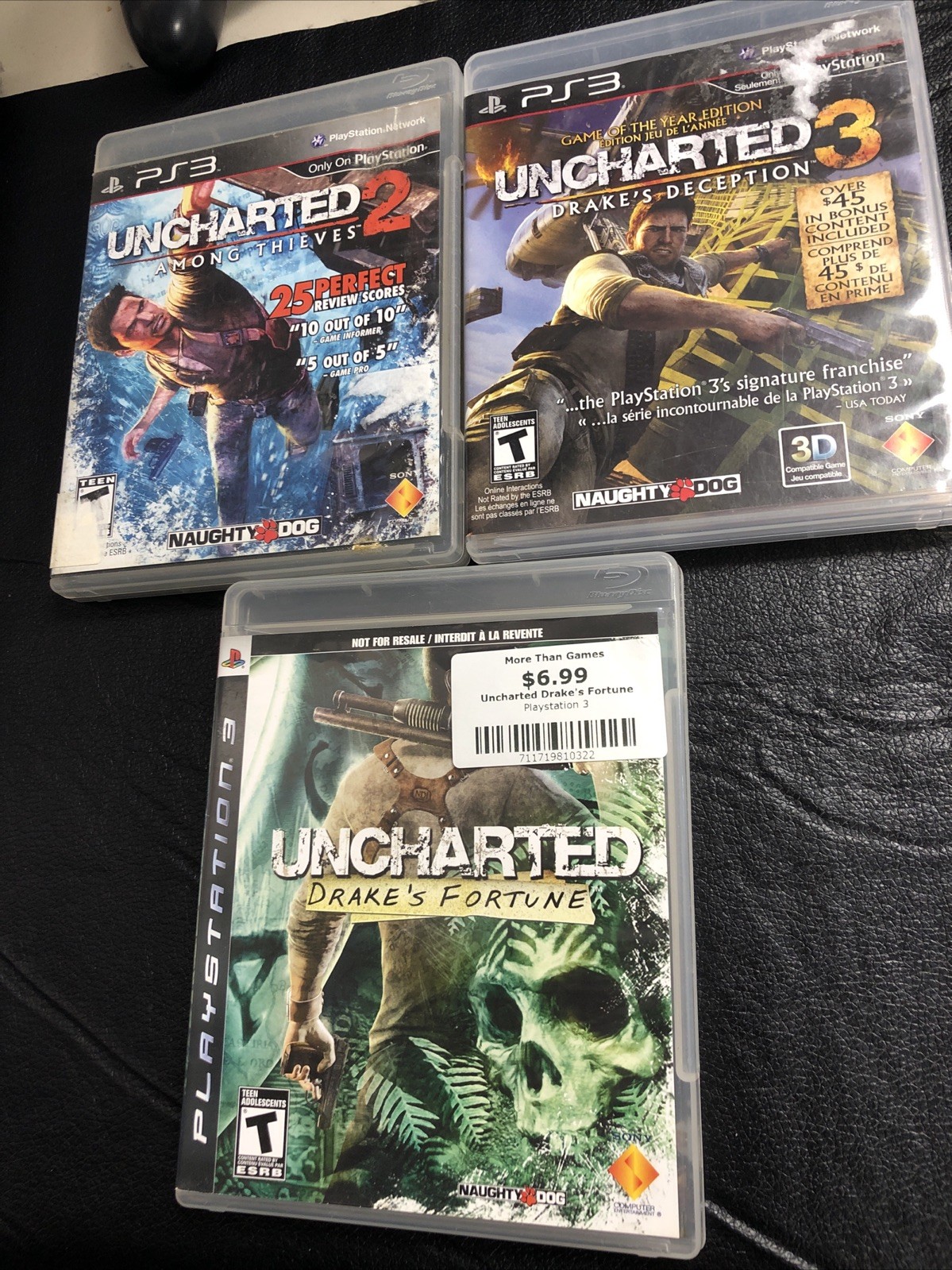 J4 Uncharted Trilogy Lot 1 2 3 PS3 Sony PlayStation 3 Free Shipping!