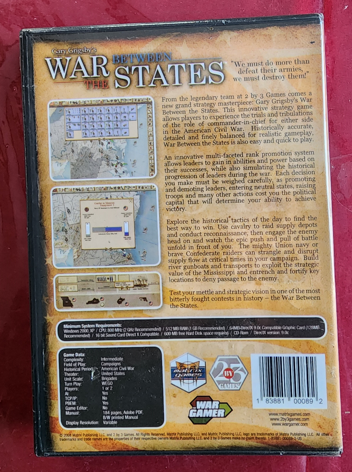 War Between The States (2008) PC NEW Factory Sealed US Retail A++ CIVIL WAR GAME