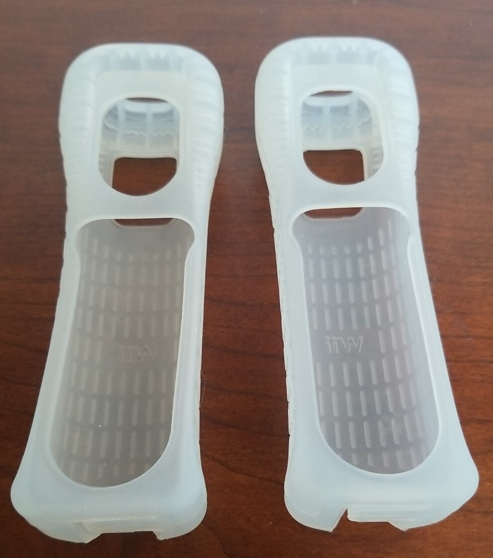 2 Official Nintendo Wii OEM Remote Rubber Silicone Gel Cover Sleeves Clear Lot