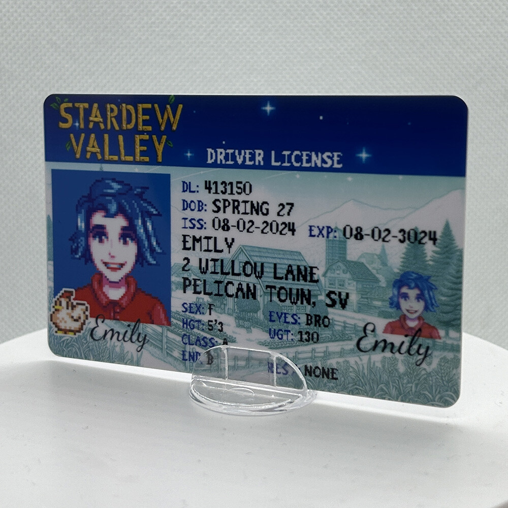 Stardew Valley Driver License Prop | Character ID Prop | Willy Emily Sebastian