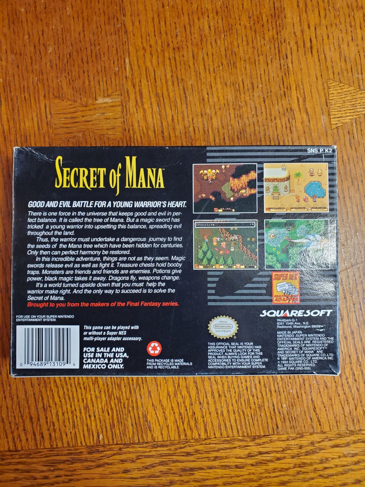 Secret Of Mana SNES Original Box Only Manual And Map