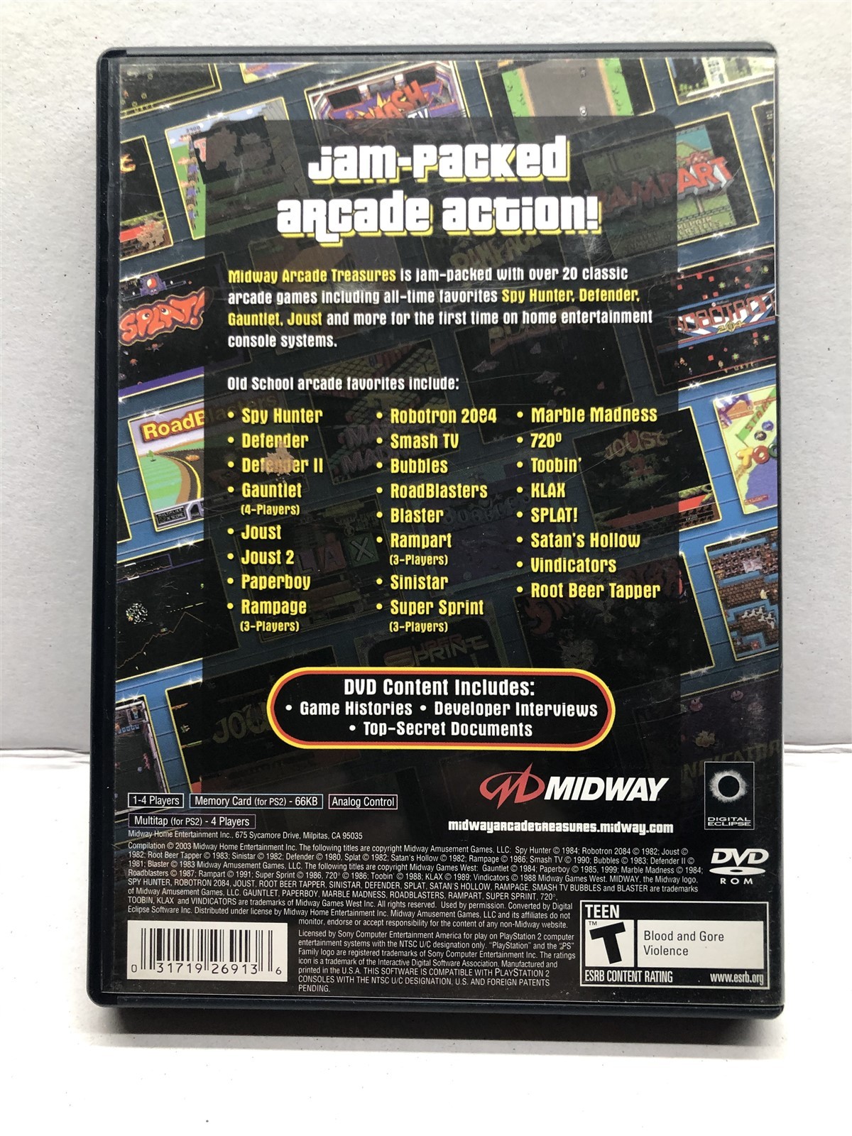 Midway Arcade Treasures (Sony PlayStation 2, 2003) Complete w/ Manual – Tested