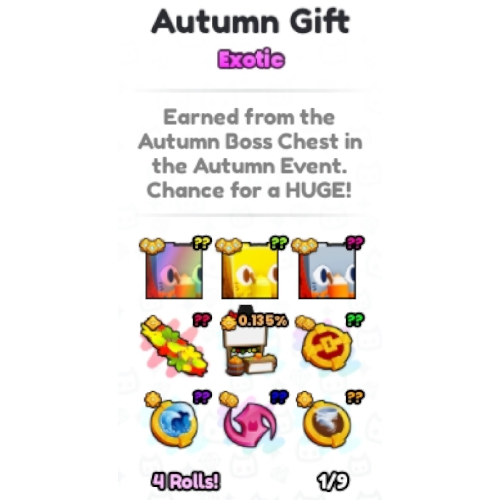 Pet Simulator 99. 333x Autumn Gifts + 2m Diamonds. PS99. Same Day