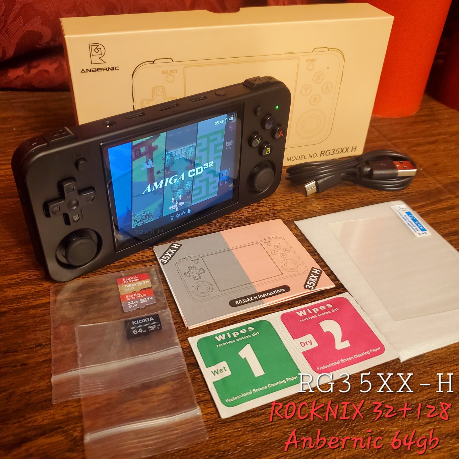RG35XX H Anbernic Retro Handheld Game Console ROCKNIX 32G+128G & Stock Os 64g