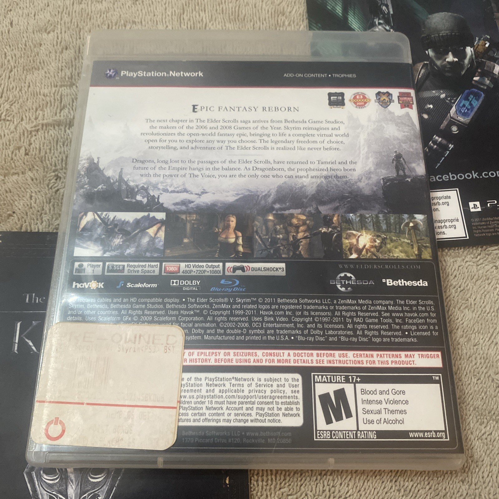 The Elder Scrolls 5 V: Skyrim for PlayStation 3 PS3 With Manual Tested Action M