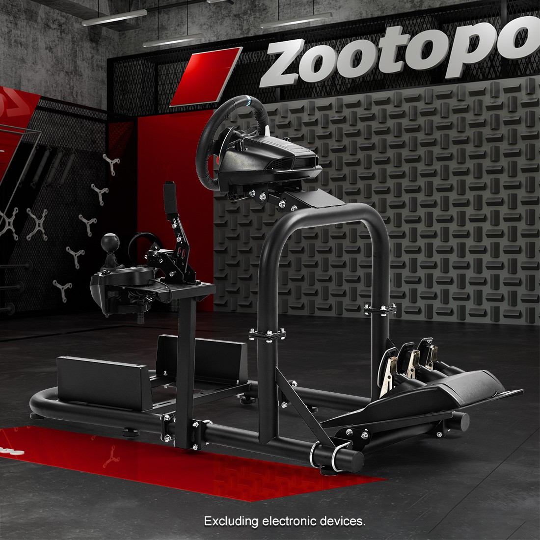 Zootopo Racing Simulator Cockpit Round Tube With Seat&Monitor Stand Fit Logitech
