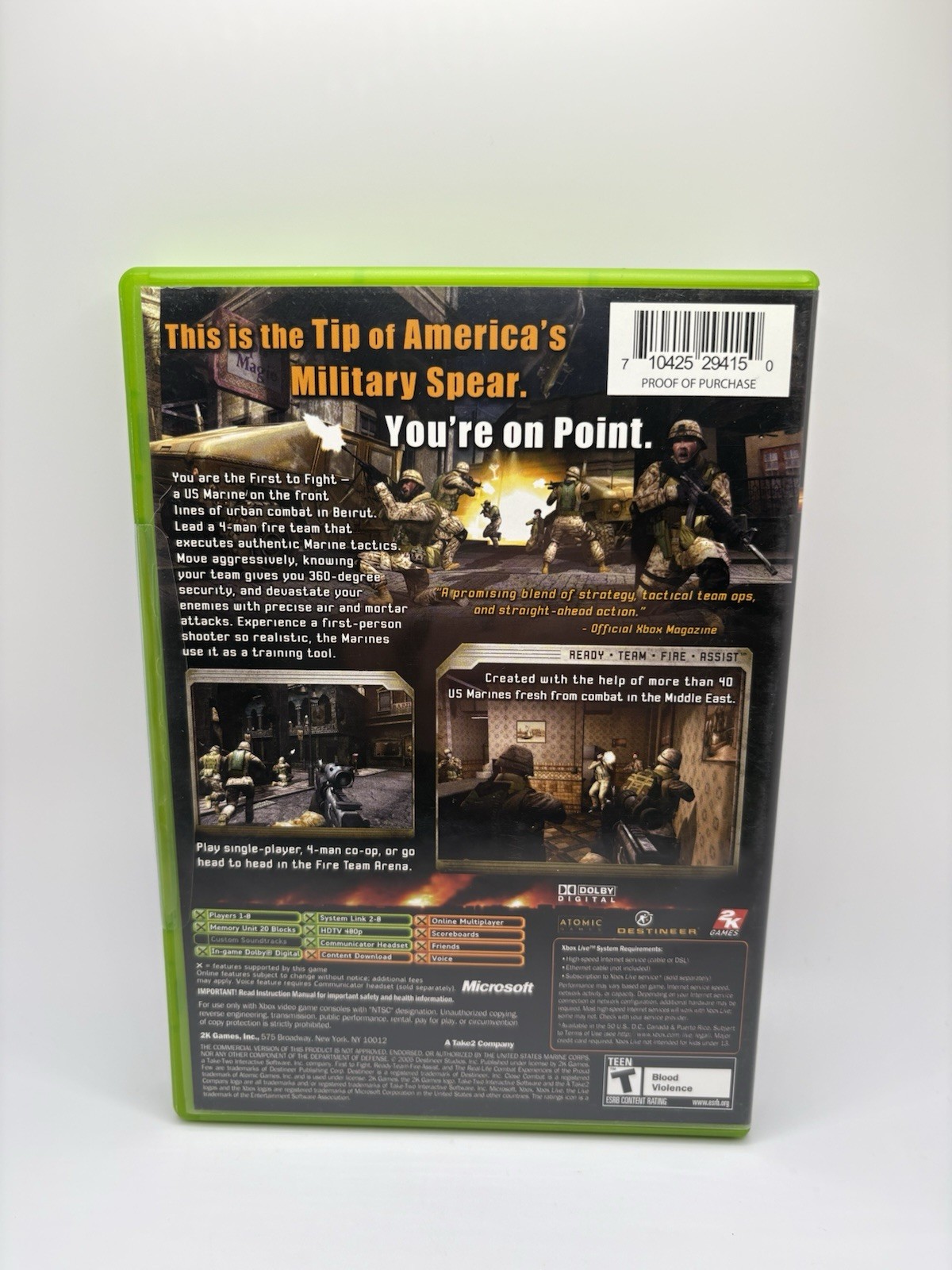 Close Combat: First to Fight Mint! W/ Registration Card Microsoft Xbox 2005 CIB
