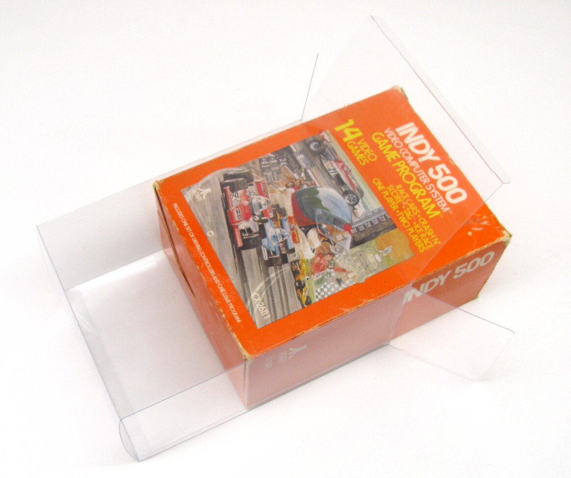 5X CLEAR PLASTIC PROTECTIVE BOX SLEEVE FOR ATARI 2600 BIG INDY 500 (SIZE D)