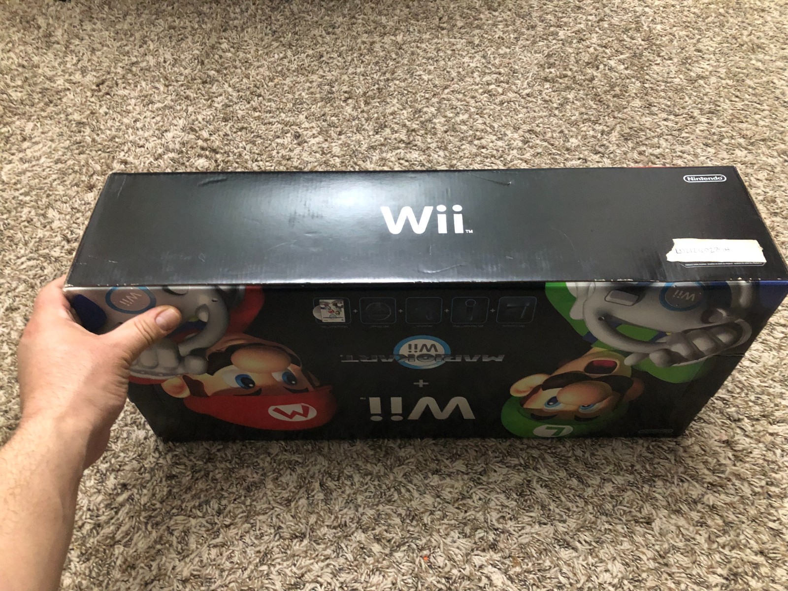 Nintendo Original Wii Mario Kart Bundle Black Console With Wii Wheel Sealed game
