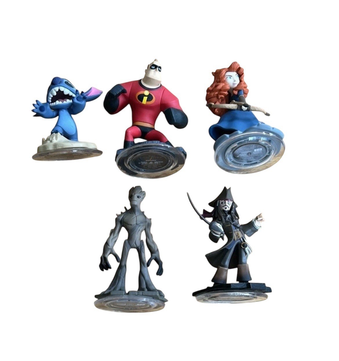 Lot Of 5 Figures Disney Infinity 2.0 1.0 MERIDA Mr. Incredible Stitch Groot Jack
