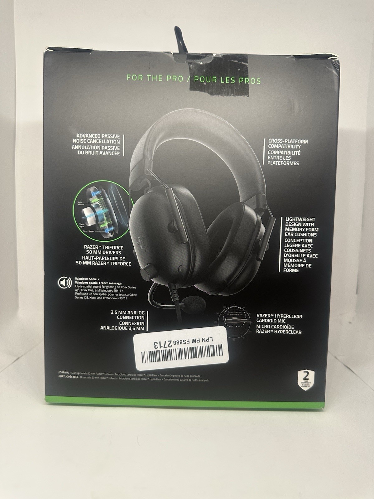 Razer BlackShark V2 X Wired Headset Black Noise Cancelling Mic Xbox PC