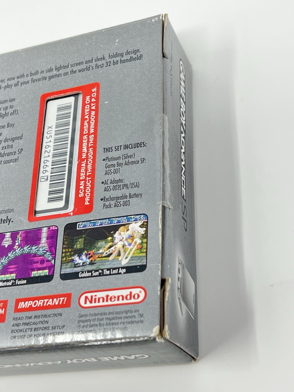 Sealed Nintendo Gameboy Advance SP Platinum Silver AGS-001 GBA Brand New