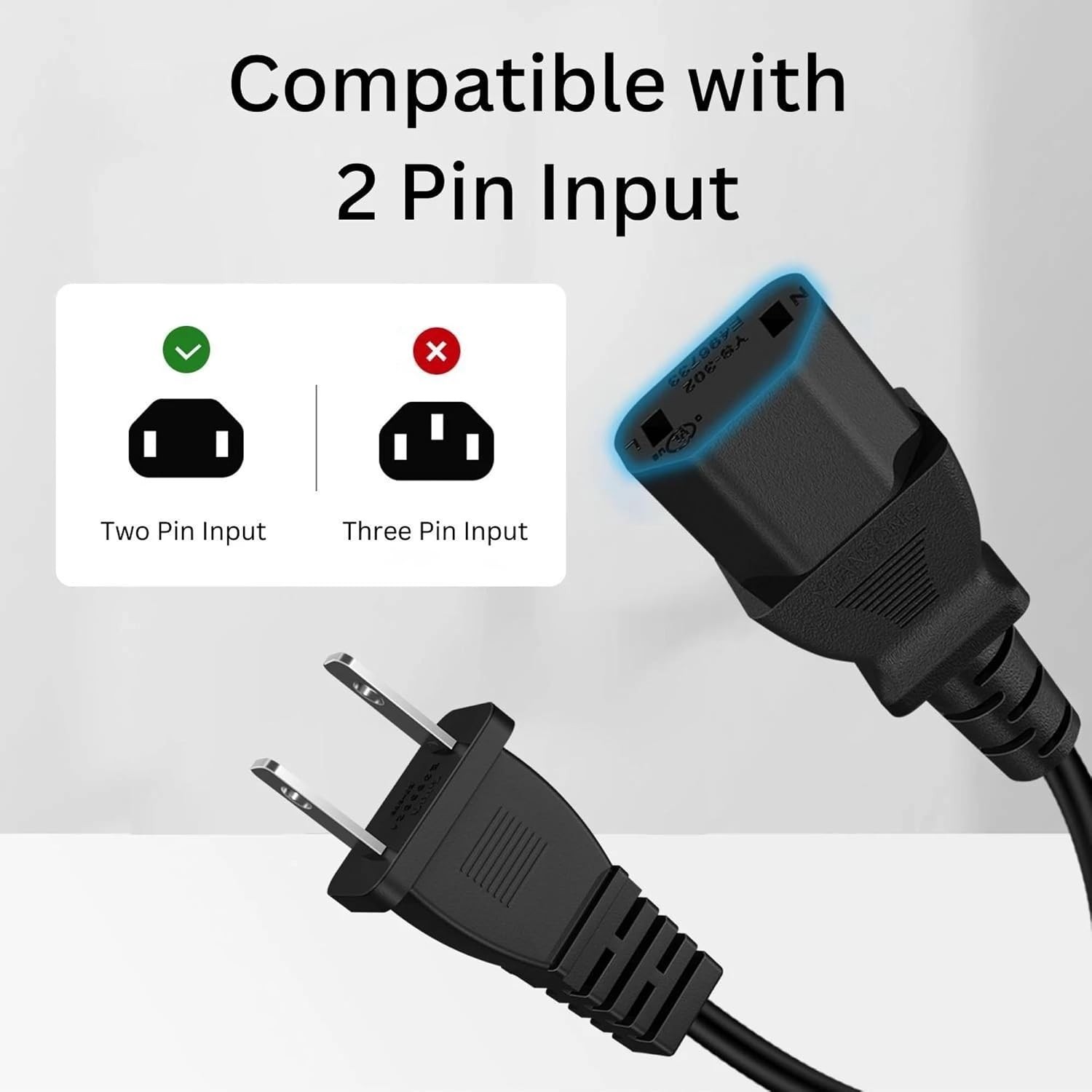 OEM 2 Prong AC Power Cord Compatible with Xbox 360 Compatible with Xbox One ,…